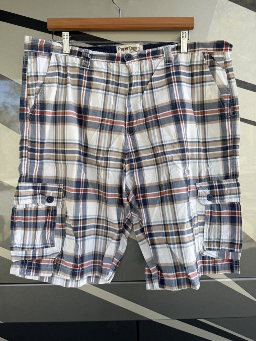 Vintage Y2K Paper Denim & Cloth plaid hipster cargo board shorts streetwear 40